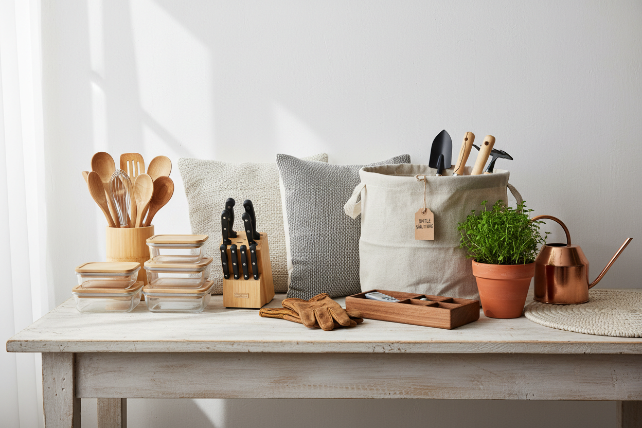 Please include some products from kitchen, home, garden and generate realistic image